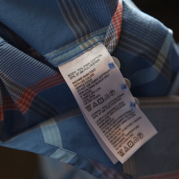 Tommy Bahama Men's blue, orange and khaki plaid Islandzone long sleeve shirt L - Picture 6 of 6